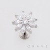 MULTI-LAYERED MARQUISE-CUT CUBIC ZIRCONIA FLORAL CLUSTER LABRET STUD 316L SURGICAL STEEL LABRET SET